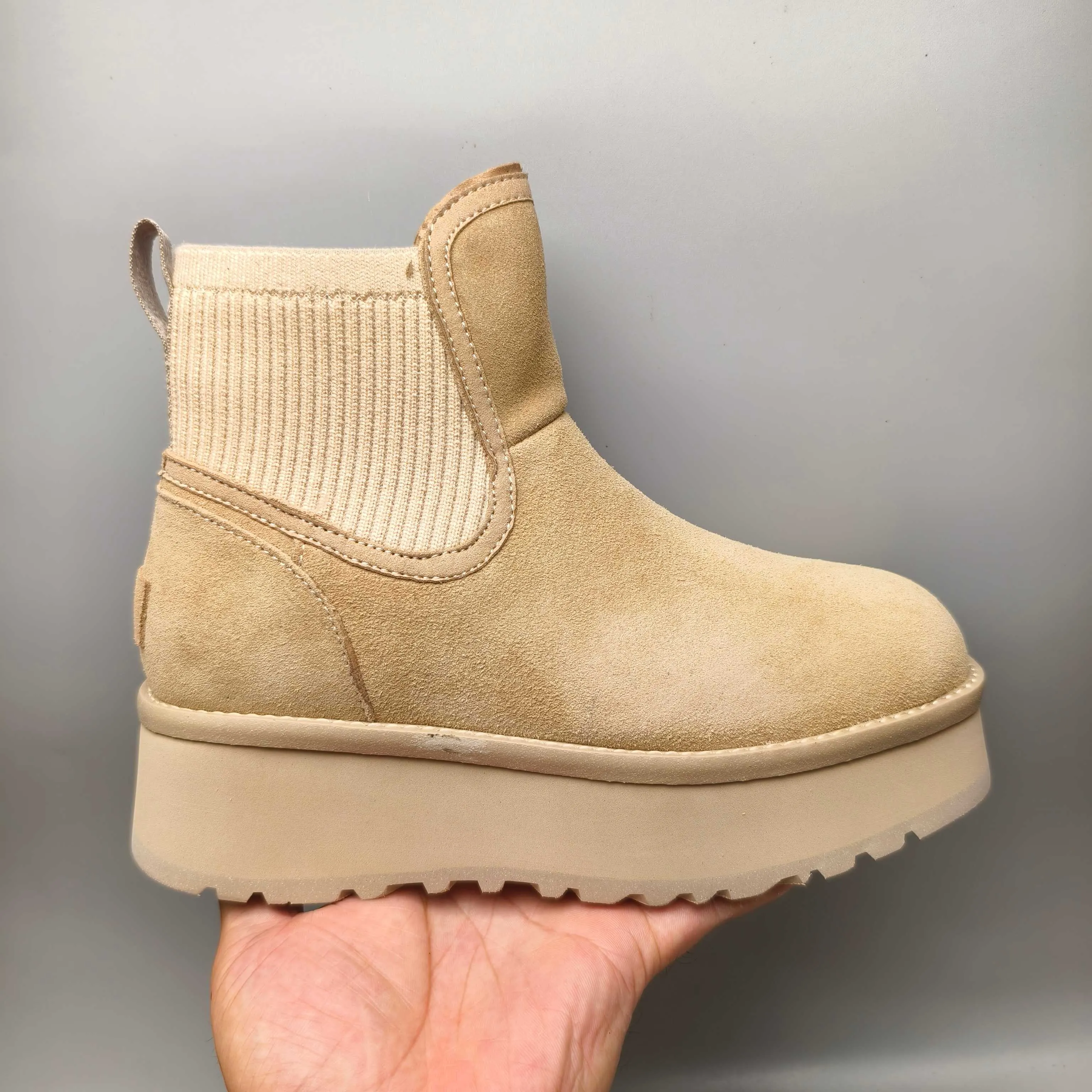 💰600 UGG sheepskin all-in-one snow boots 3258 5 cm thick-soled casual fashion shoes Color: Maroon Sand Size: 35-40